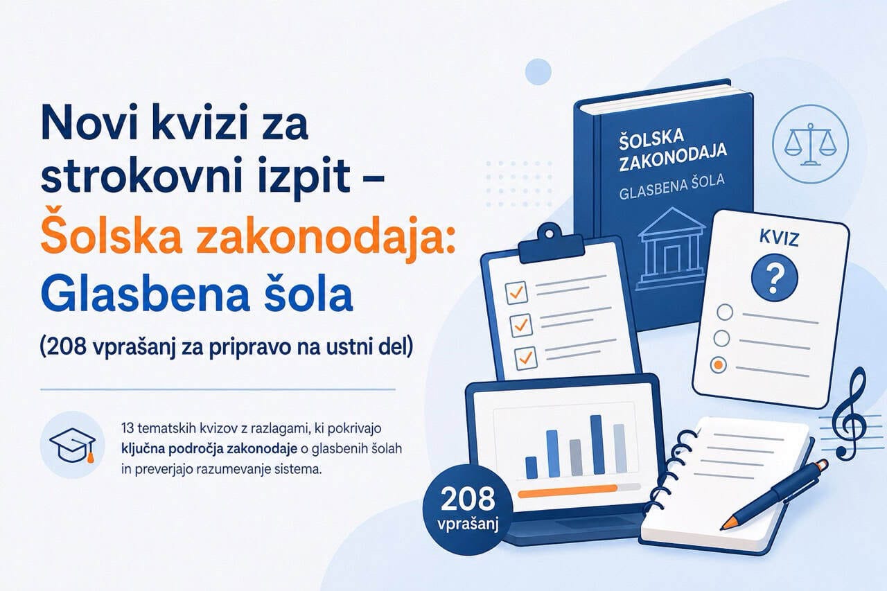 Kviz za pripravo na ustni del iz šolske zakonodaje Glasbena šola.